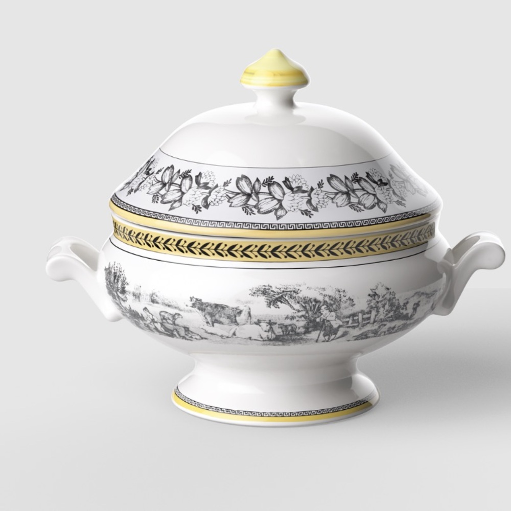 Villeroy & Boch Audun Tureen with Black and Yellow Design